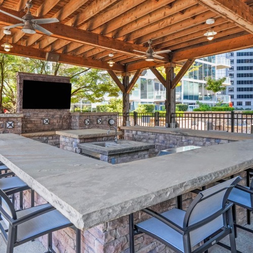 a table and chairs on a deck